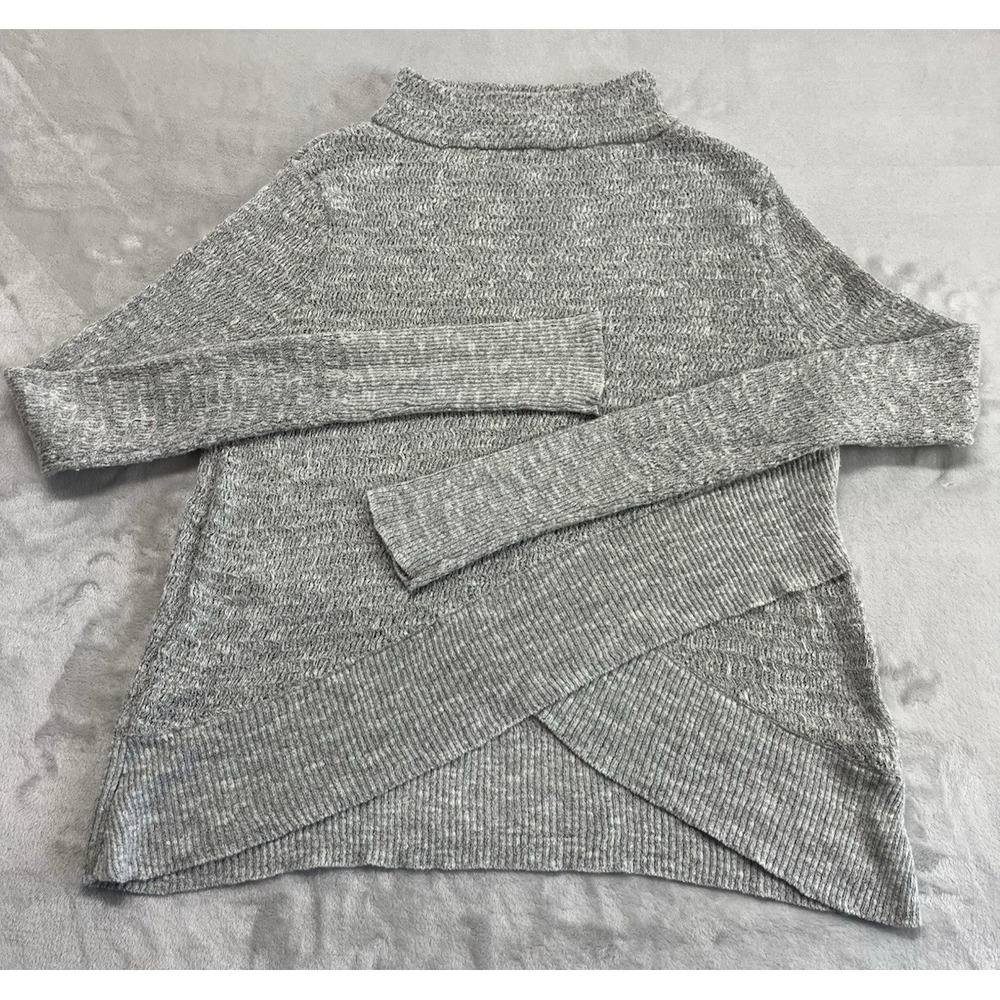 Free People Sweater Top Women Small Petite Gray Linen Blend Criss Cross Hem
